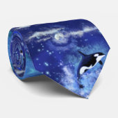 Killerwale auf Vollmond - Kunst Zeichne Krawatte (Gerollt)