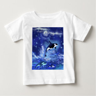 Killerwale auf Vollmond - Kunst Zeichnend Baby T-shirt