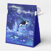 Killerwale auf Vollmond - Kunst Zeichnend Geschenkschachtel (Rückseite)