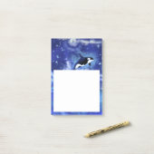 Killerwale auf Vollmond - Kunst Zeichnend - Post-it Klebezettel (Auf Schreibtisch)