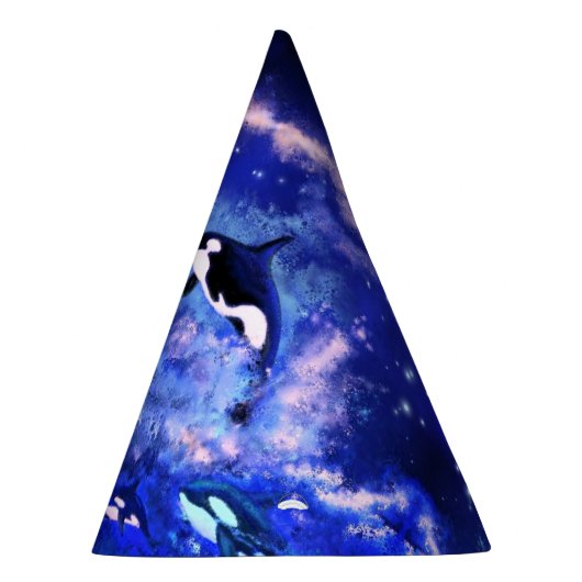 Killerwale auf Vollmond-Party-Hut - Malerei Partyhütchen (Rechts)