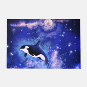 Killerwale auf Vollmond-Türmatte - Blue Nigh Fußmatte
