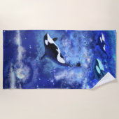 Killerwale auf Vollmond - Zeichnend Strandtuch (Vorderseite)