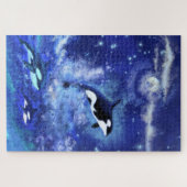 Killerwale Schwimmen auf Vollmond Puzzle Geschenk (Horizontal)