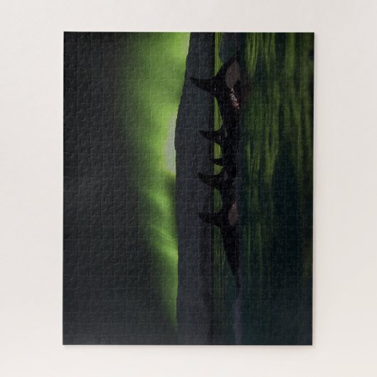 Killerwale Unter der Aurora - Orca Puzzle (Vertikal)