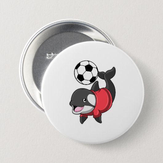 Killerwhale als Fußballspieler mit Fußball Button (Vorne & Hinten)