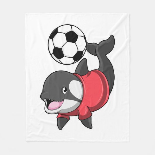 Killerwhale als Fußballspieler mit Fußball Fleecedecke (Vorderseite)