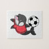 Killerwhale als Fußballspieler mit Fußball Puzzle (Horizontal)