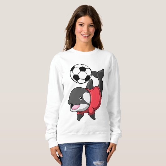 Killerwhale als Fußballspieler mit Fußball Sweatshirt (Vorne ganz)