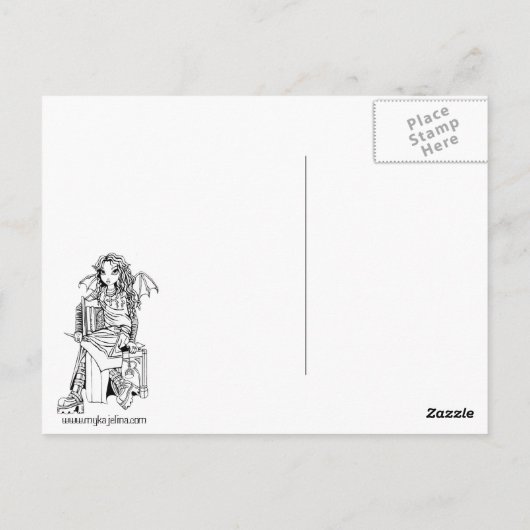 "Killing Time" Dunkle Fee Postkarte (Rückseite)