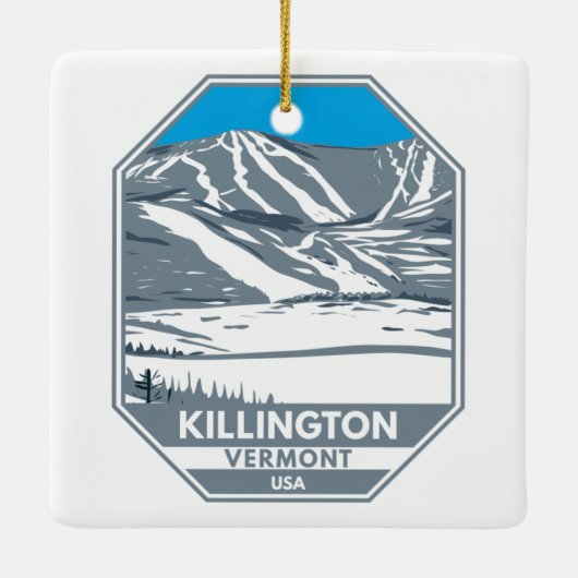 Killington Skigebiet Winter Vermont Keramikornament (Rückseite)
