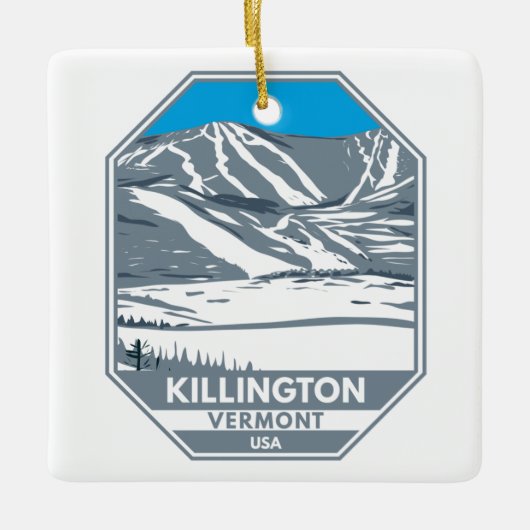 Killington Skigebiet Winter Vermont Keramikornament (Vorderseite)