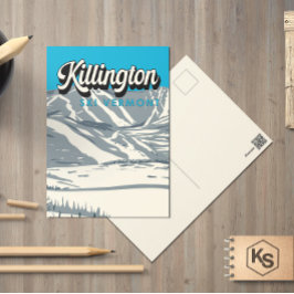 Killington Skigebiet Winter Vermont Vintag Postkarte