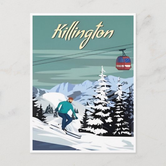 Killington Skigebiet Winter Vermont Vintag Postkarte (Vorderseite)
