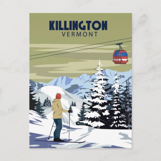 Killington Skigebiet Winter Vermont Vintag Postkarte (Vorderseite)