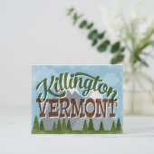 Killington Vermont Fun Retro Snowy Mountains Postkarte (Stehend Vorderseite)