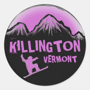 Killington Vermont lila Snowboarder-Aufkleber Runder Aufkleber