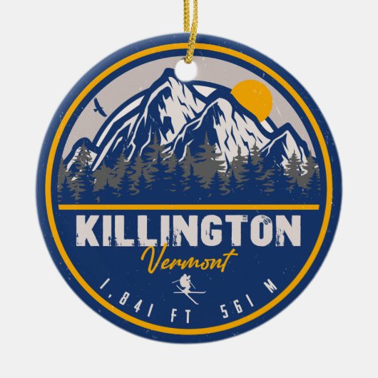 Killington Vermont Retro Sunset Ski Souvenirs 80er Keramik Ornament (Vorne)