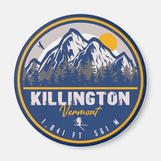 Killington Vermont Retro Sunset Ski Souvenirs Magnet (Vorne)