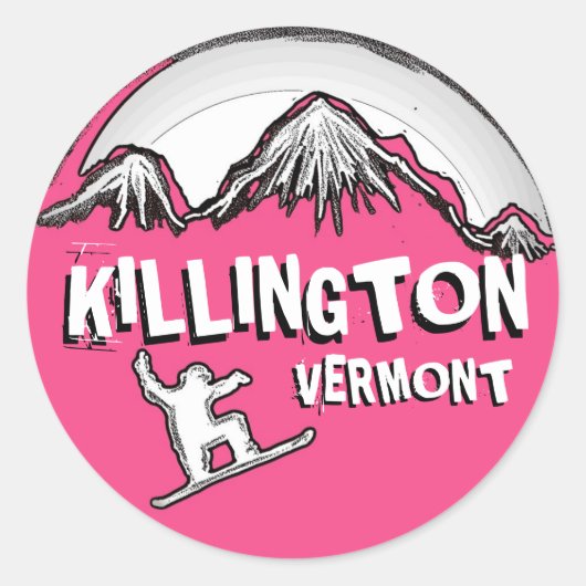 Killington Vermont rosa Snowboarder Aufkleber (Vorderseite)