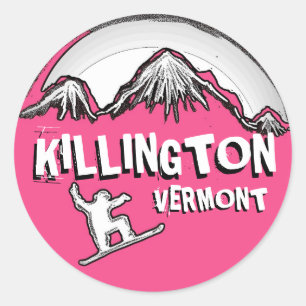 Killington Vermont rosa Snowboarder Aufkleber