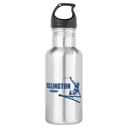 Killington Vermont Skier Edelstahlflasche (Vorderseite)