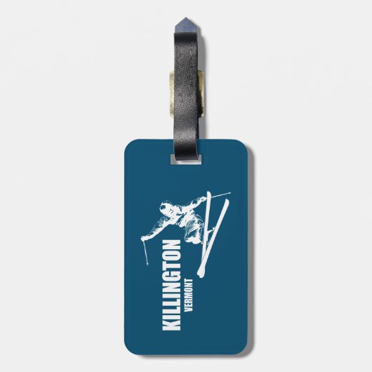 Killington Vermont Skier Gepäckanhänger (Rückseite vertikal)