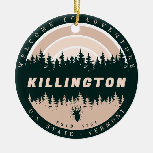 Killington Vermont Vintage Pinienbäume Natur Keramik Ornament (Vorne)