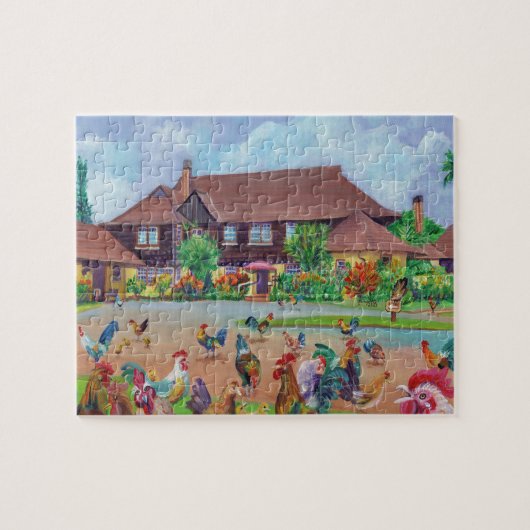 Kilohana Kauai mit Roostern und Hühnern Puzzle (Horizontal)