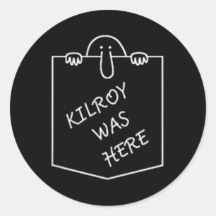 Kilroy war hier Graffiti Art mit Taschen Runder Aufkleber