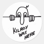 Kilroy war hier runder aufkleber (Vorderseite)