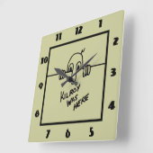 Kilroy Was Here Quadratische Wanduhr (Winkel)