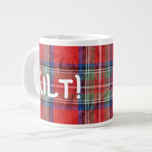 KILT rotes kariertes Jumbo-Tasse (Vorderseite Links)