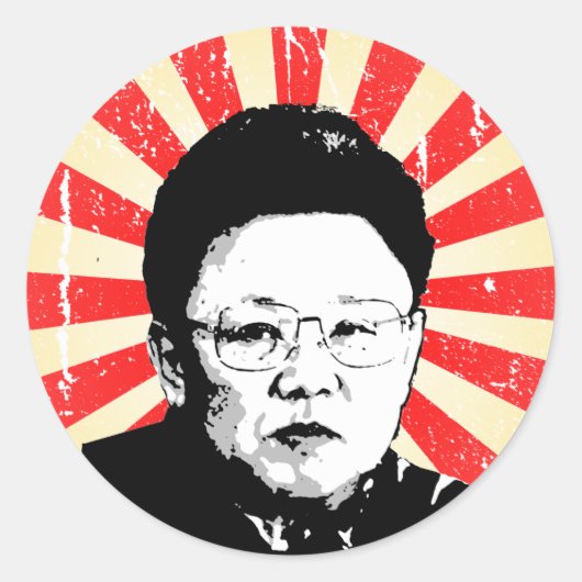 Kim Jong Il Runder Aufkleber (Vorderseite)