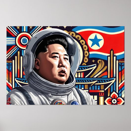 Kim Jong Un als Astronaut - Nordkoreanische Kunst Poster (Vorne)