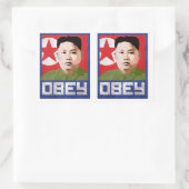Kim Jong Un Propaganda - OBEY - Rechteckiger Aufkleber (Tasche)