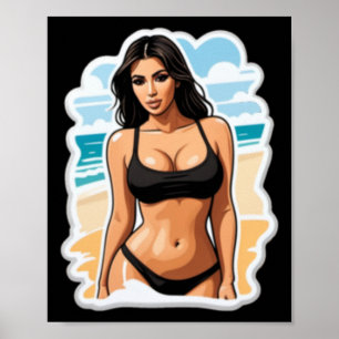 Kim Kardashian Beach Sticker Poster