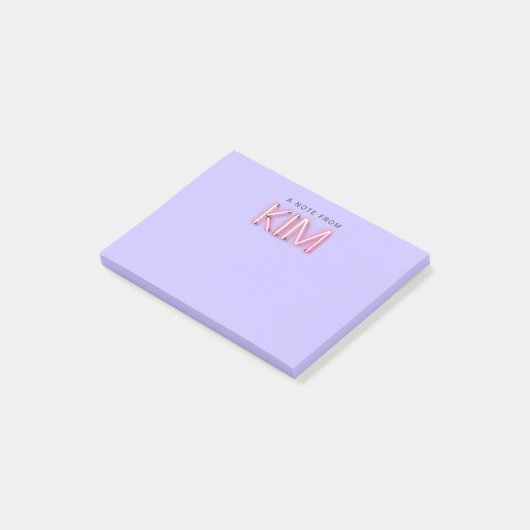 Kim Name in leuchtenden Neonleuchten Post-it Klebezettel (angewinkelt)