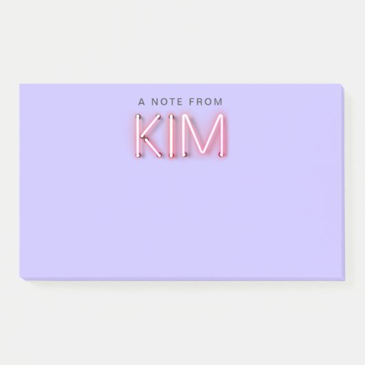 Kim Name in leuchtenden Neonleuchten Post-it Klebezettel (Vorderseite)