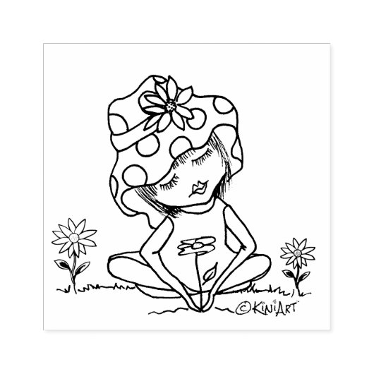 ©️ Kim Niles GARDEN GIRL Briefmarke Gummistempel (Prägung)