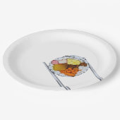 Kimbap Slice mit Chopsticks - Koreanische Kunst de Pappteller (Schrägansicht)