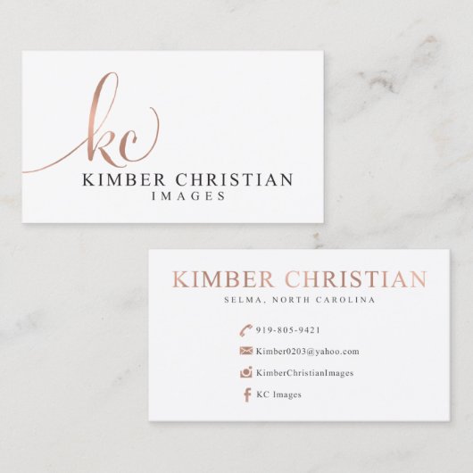 Kimber christlich visitenkarte (Vorne/Hinten)