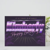 Kimberly Name Vorname lila retro Karte Geburtstag (Stehend Vorderseite)
