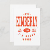 Kimberly Personalisiert Name Geburtstagsgeschenk RSVP Karte (Vorne/Hinten)