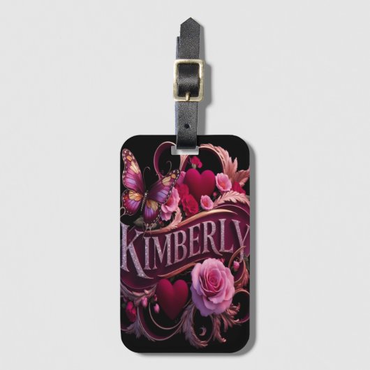 Kimberly's Blumenherz Gepäckanhänger (Vorderseite Vertikal)