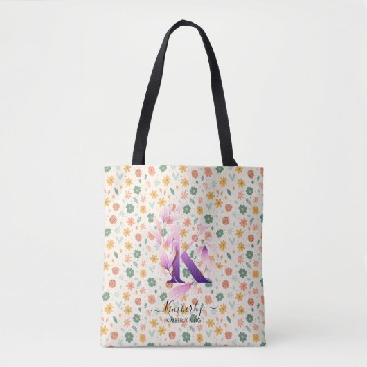 Kimberly's Charming Floral Monogram Design - K Tasche (Vorderseite)