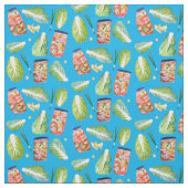 Kimchi Ingredients Watercolor Pattern Blau Stoff (Muster)