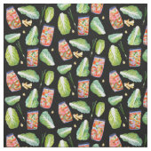 Kimchi Ingredients Watercolor Pattern Schwarz Stoff (Muster)