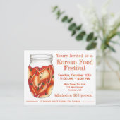 Kimchi Korean Food Festival Restaurant Pop Einladungspostkarte (Stehend Vorderseite)