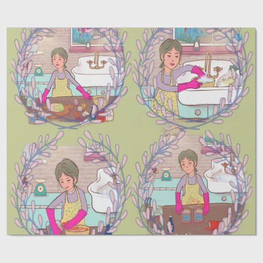 Kimchi Making Pattern – Illustrated Korean Food Wr Geschenkpapier (Flach)